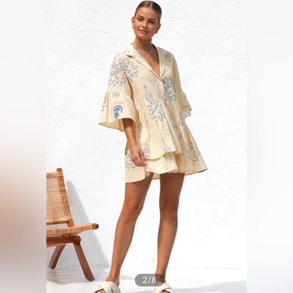 Oversized Sun Print Short Dress Commense Size S NWT CM4 - Picture 3 of 10